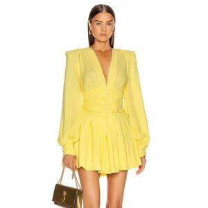 THE ATTICO Canary Yellow Plunge Neckline Mini Dress w/ Tags IT38